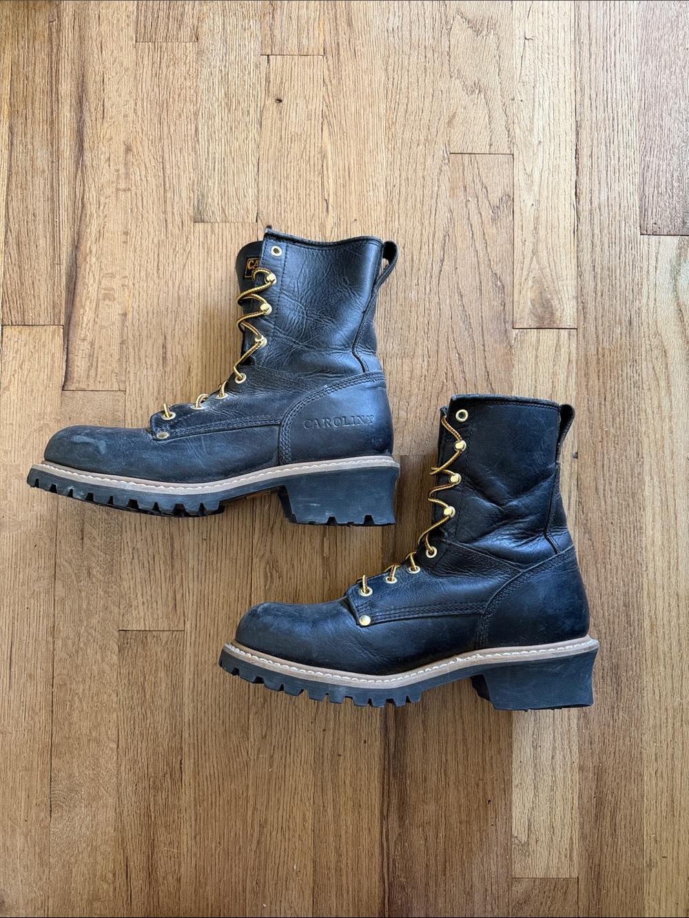 Carolina Men's Elm 8" Black Leather Steel Toe Logger Work Wear Utility Boots 9.5